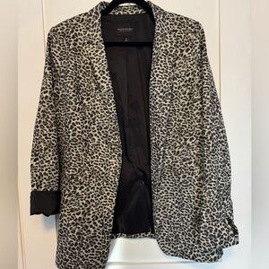 Banana Republic Long & Lean Black, Silver and Gray Leopard Blazer